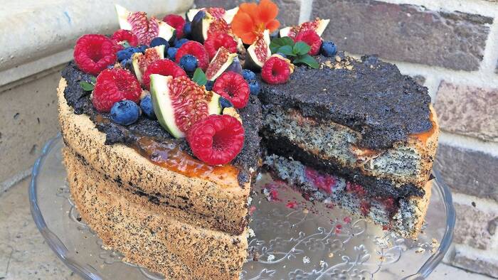 Autumn poppy seed cake with figs, berries and the smell of gingerbread-1